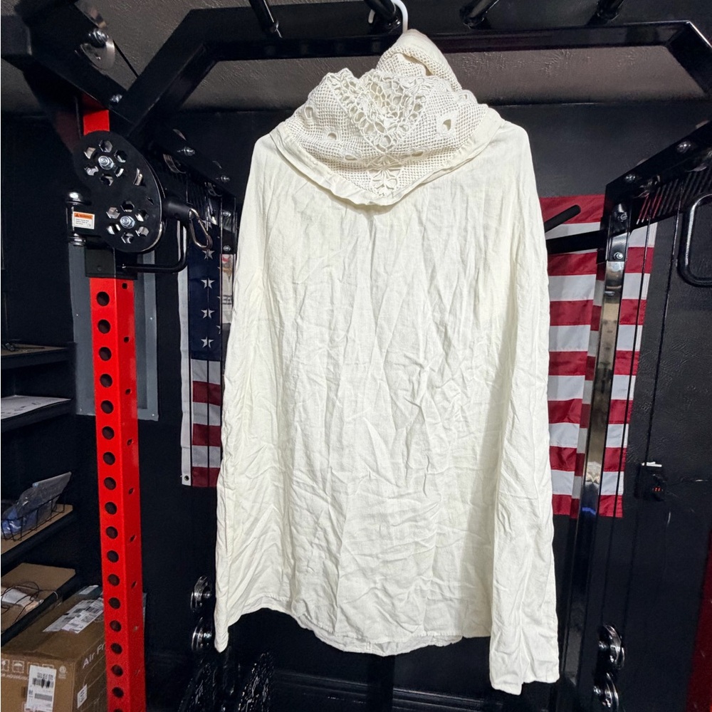 Target Cream Drawstring Waist Linen Top